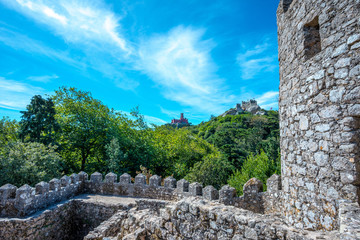 Fototapeta na wymiar The Castle of the Moors is a hilltop medieval castle in Sintra, Portugal