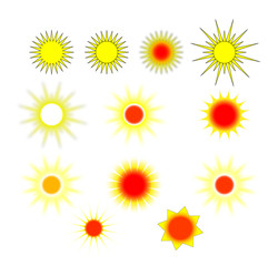 Sun icon set, vector illustration