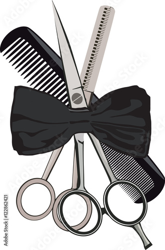 “forbici pettine da barbiere logo” Stock image and royalty-free vector