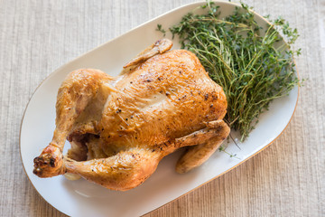 Roasted chicken with fresh thyme