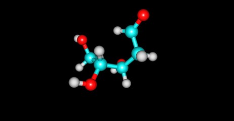 Deoxyribose molecular structure isolated on black