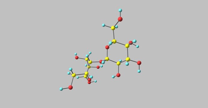 Lactose molecular structure isolated on grey
