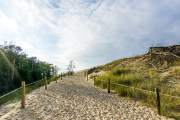 Fototapeta na wymiar passage through sand dunes near baltic sea