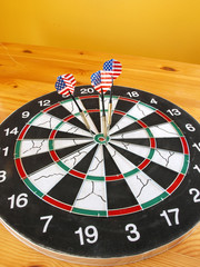 Game with darts in colors of USA flag