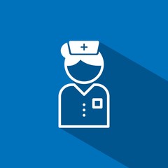 Avatar de enfermera sobre un fondo azul