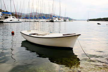 White boat and luxury yachts