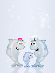 cute dolphins family