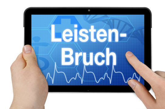 Tablet mit Diagnose Leistenbruch