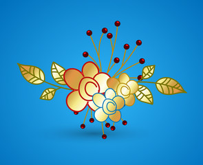 Fancy Golden Flowers Vector