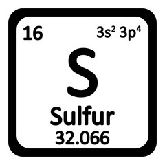Periodic table element surfur icon.