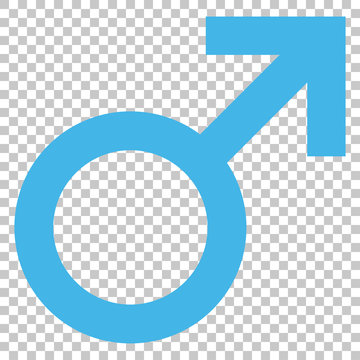 Male Symbol vector icon. Image style is a flat blue and gray iconic symbol.