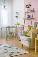 Soft pink home interior idea