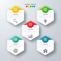 Vector illustration infographics five options.