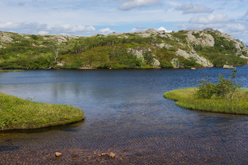 Norwegian mountain landscape around Lysefjorden.