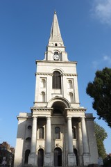 Fototapeta na wymiar Christ Church Spitalfields, London, near Old Spitalfields Market. Designed by Nicholas Hawksmoor and completed in 1729.