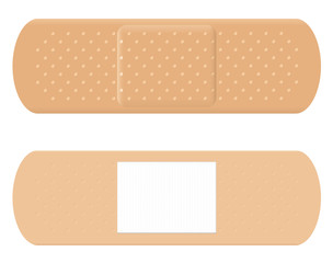 Adhesive bandage - both sides, surface and reverse with white absorbent pad.