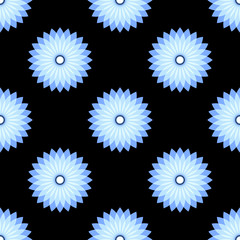 Bright flowers on a black background. Seamless pattern. Vector.
