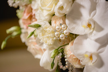Pearls as a part of bouquet decoration