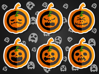 Face pumpkins for Halloween set 4