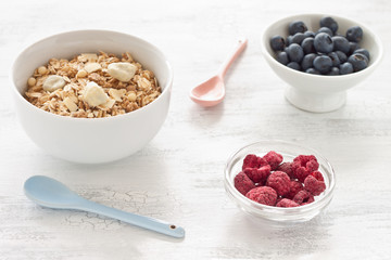 Müsli und Beeren fürs Frühstück