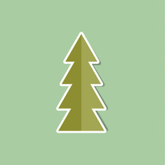 Christmas tree paper label on light green background
