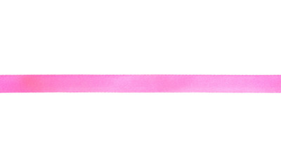 Pink satin ribbon isolated on white background. Top view. Flat lay.