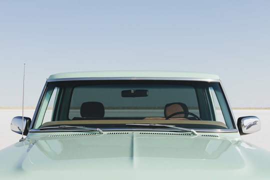 Detail  of vintage pickup truck,  Bonneville Salt Flats, Utah, USA