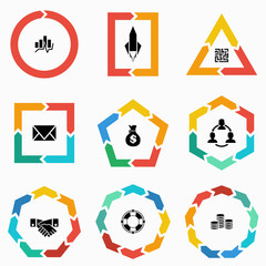 Geometric shapes arrows for infographic and startup business icon.
