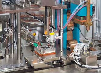 Detail of industrial machine working in workshop