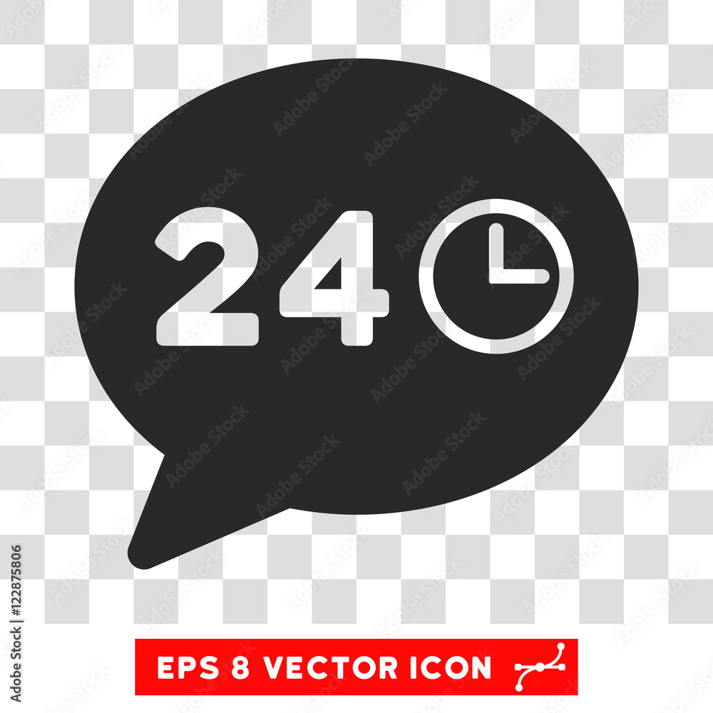 Poster vector message 24 hours eps vector icon. illustration style is flat iconic gray symbol on a transpar