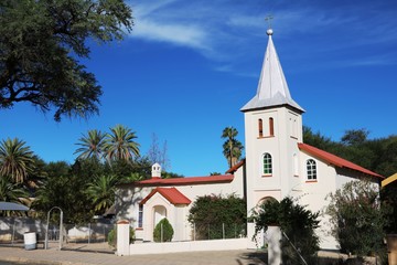 Fototapeta na wymiar White church in Omaruru Erongo, Namibia Africa