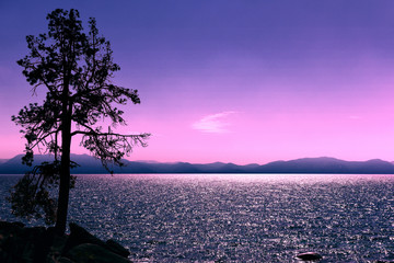 Lake Tahoe during sunset, California, Nevada