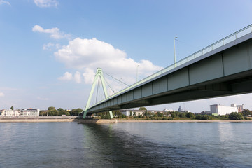 View of the Deutzer Bridge from the Rhine River