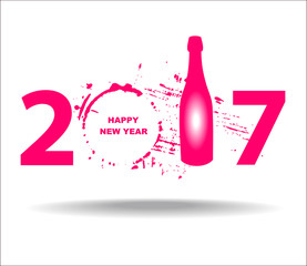 New year 2017 in white background. Abstract poster