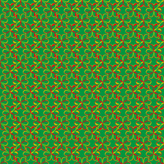 Yellow red flowers on greed background