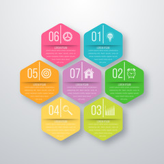 Vector illustration infographics seven hexagons
