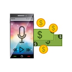 mobile music commerce online vector illustration design