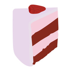 Cake slice strawberry vector illustration