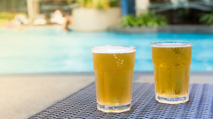 Cold beer by the pool