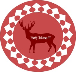 Merry christmas deer in snowflake. Vector illustration.