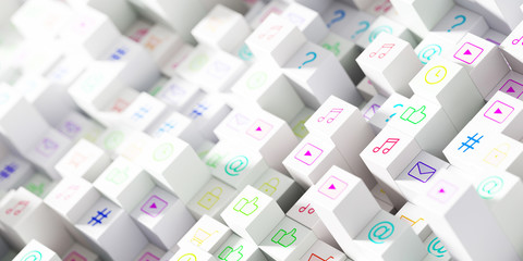 Naklejka premium Social media infinite icons 3d rendering