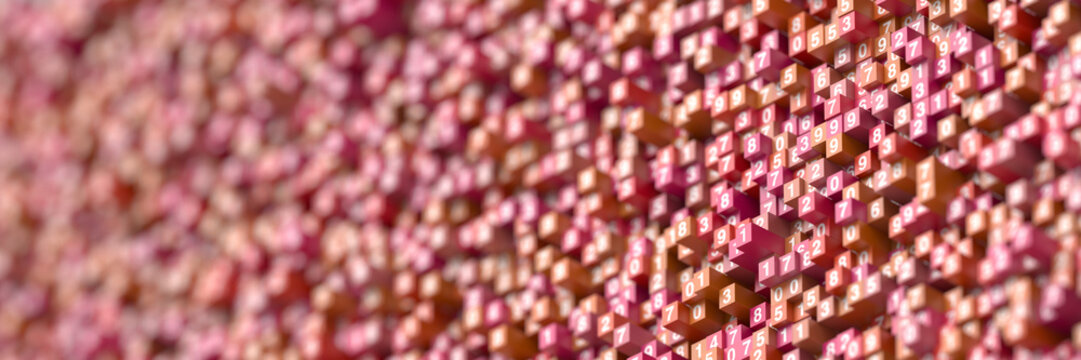 Infinite random numbers 3d render