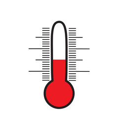 Thermometer icon flat design style red vector illustration