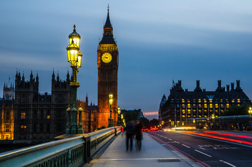 Fototapeta na wymiar Big Ben at Twilight from Westminster Bridge