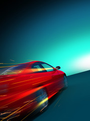 Plakat High-speed burning car 3D illustration