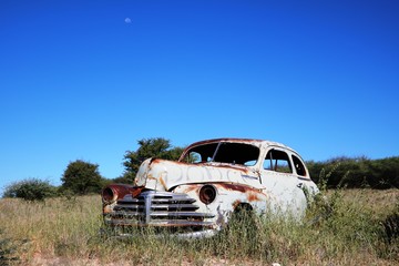 Lonely vintage car in Namibia, Africa