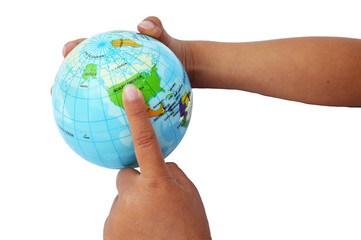 La expansión internacional del negocio con miras hacia Norte América para llegar a la visón y misión establecido por la compañía para lograr el éxito. fondo blanco para un recorte fácil. 