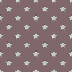 Blue stars geometric seamless pattern on purple background .
