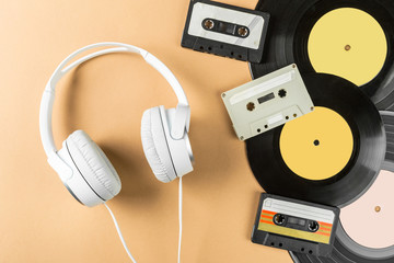 vinyl record on a beige background