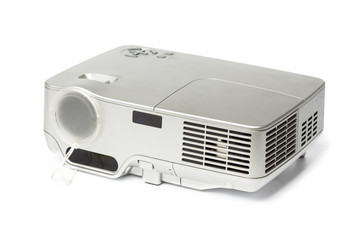 Projector multimedia silver colour on white background